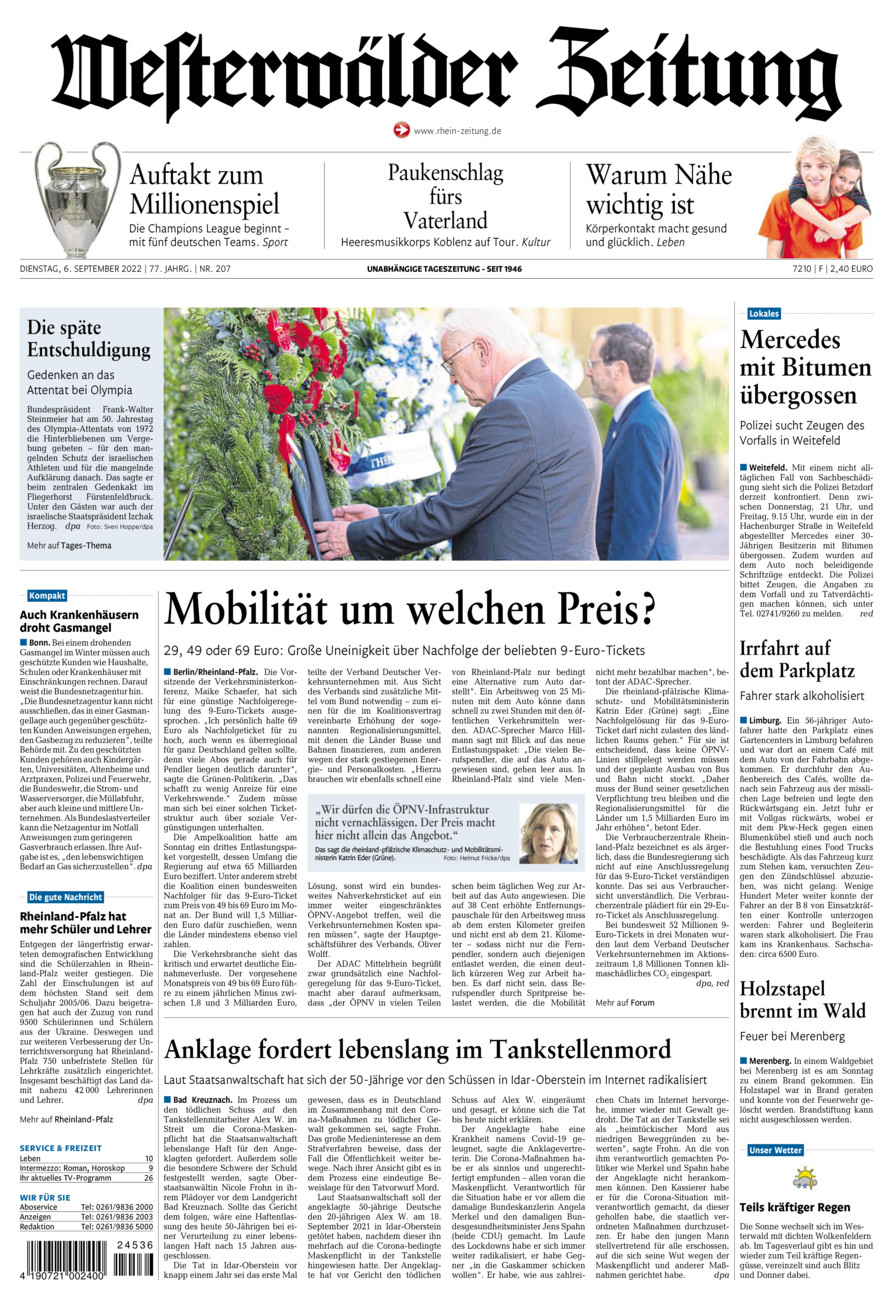 Westerwälder Zeitung vom Dienstag, 06.09.2022