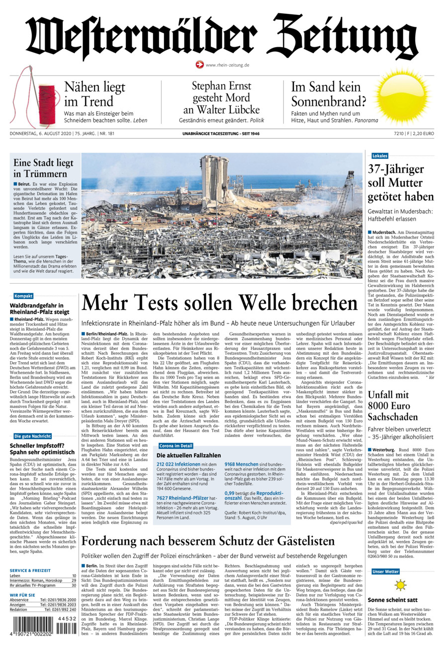 Westerwälder Zeitung vom Donnerstag, 06.08.2020
