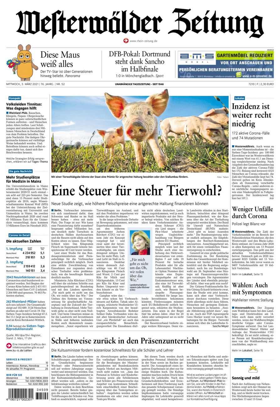 Westerwälder Zeitung vom Mittwoch, 03.03.2021
