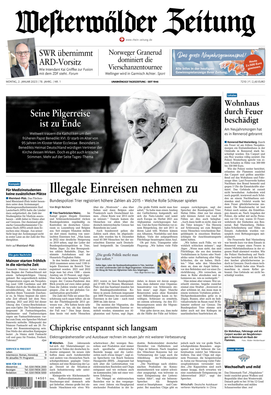 Westerwälder Zeitung vom Montag, 02.01.2023