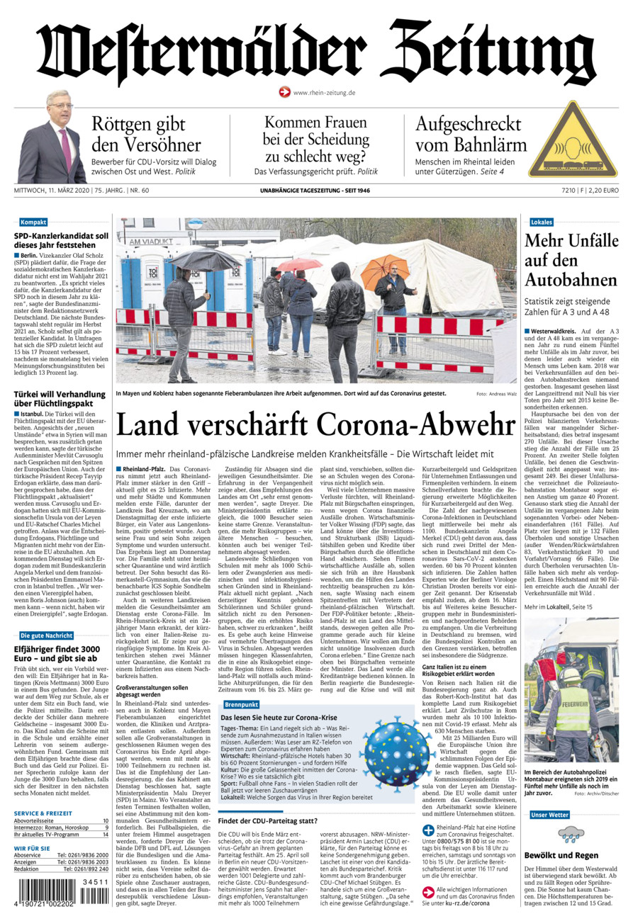 Westerwälder Zeitung vom Mittwoch, 11.03.2020