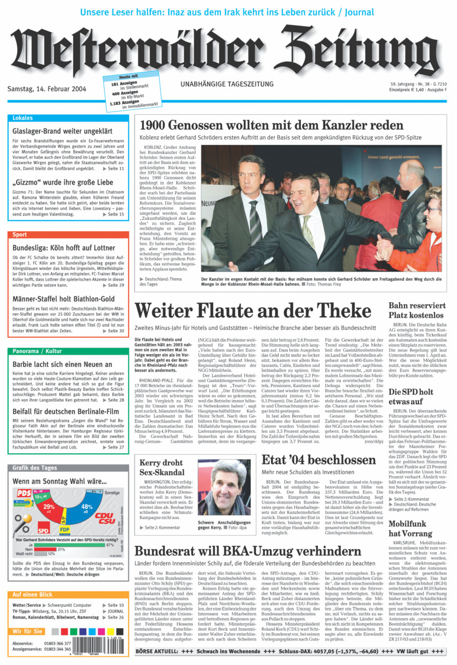 Westerwälder Zeitung vom Samstag, 14.02.2004