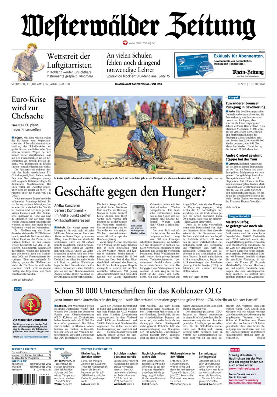 Westerwälder Zeitung vom Mittwoch, 13.07.2011