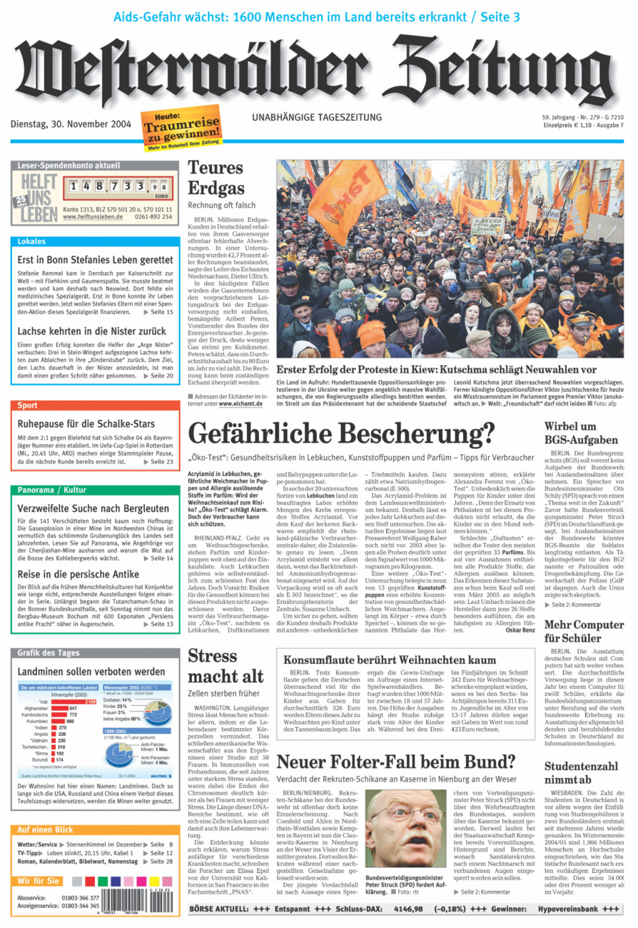 Westerwälder Zeitung vom Dienstag, 30.11.2004