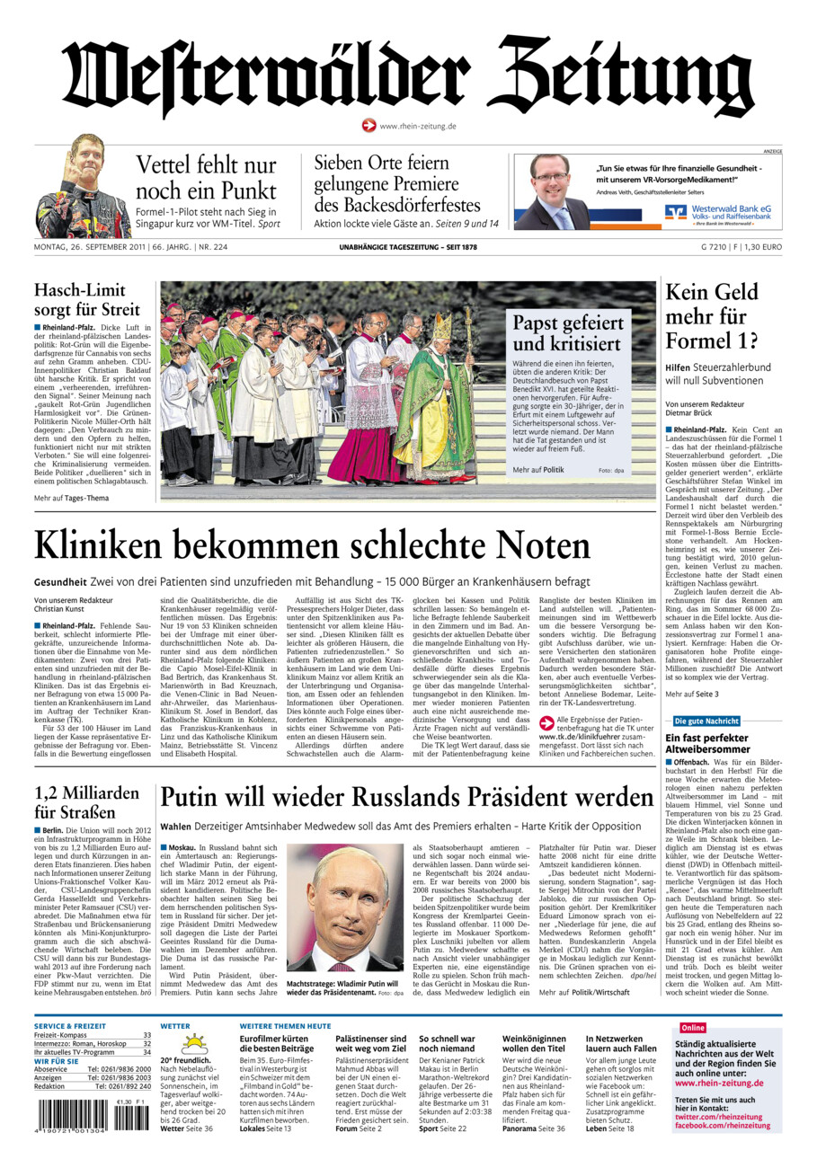 Westerwälder Zeitung vom Montag, 26.09.2011