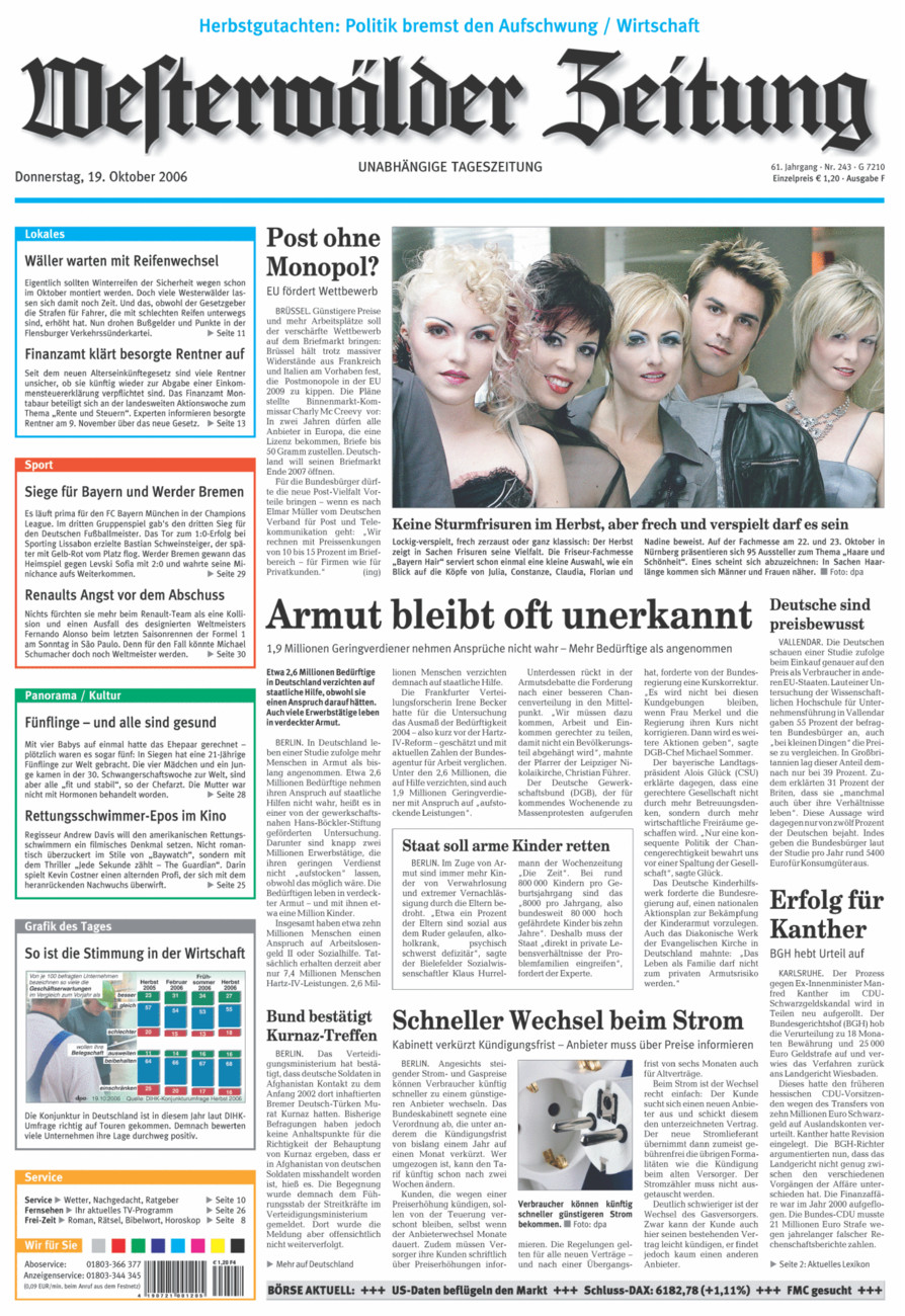 Westerwälder Zeitung vom Donnerstag, 19.10.2006