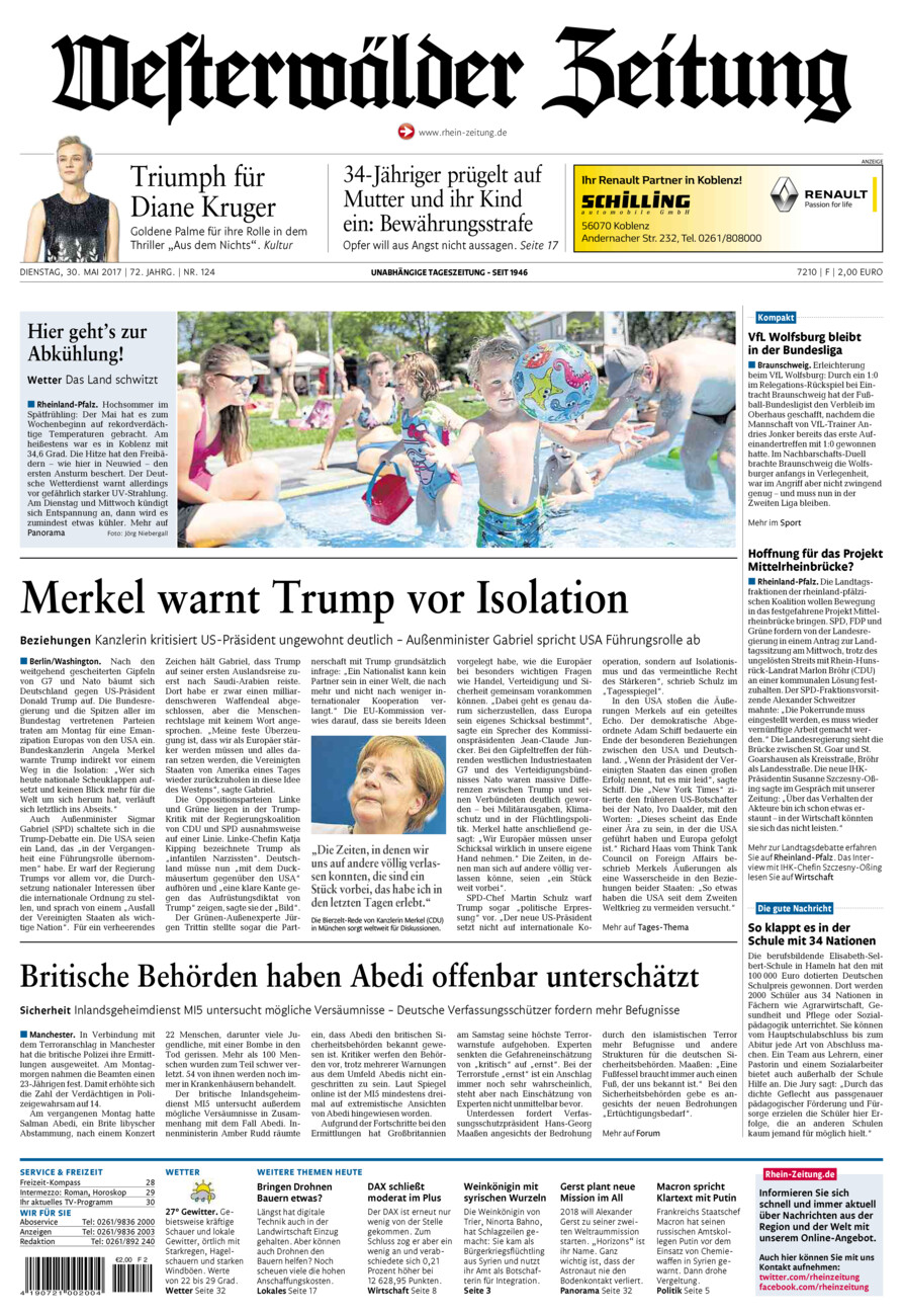 Westerwälder Zeitung vom Dienstag, 30.05.2017