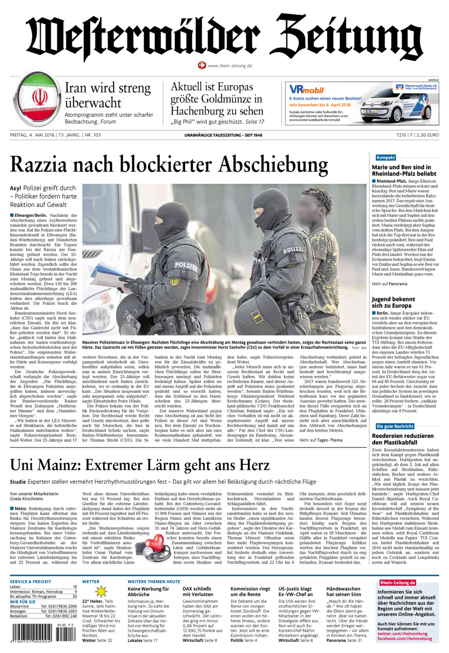 Westerwälder Zeitung vom Freitag, 04.05.2018
