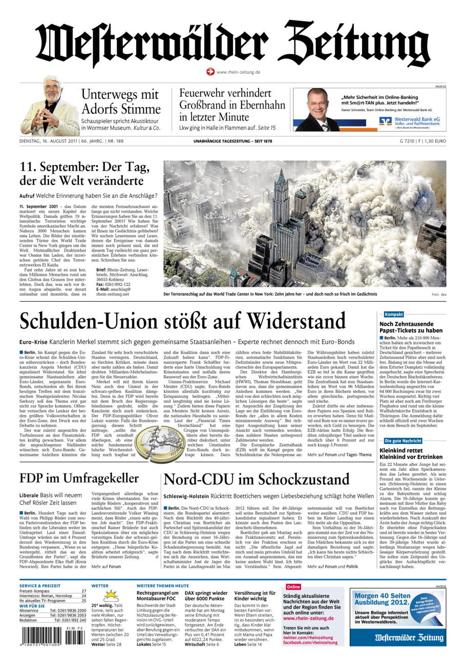 Westerwälder Zeitung vom Dienstag, 16.08.2011
