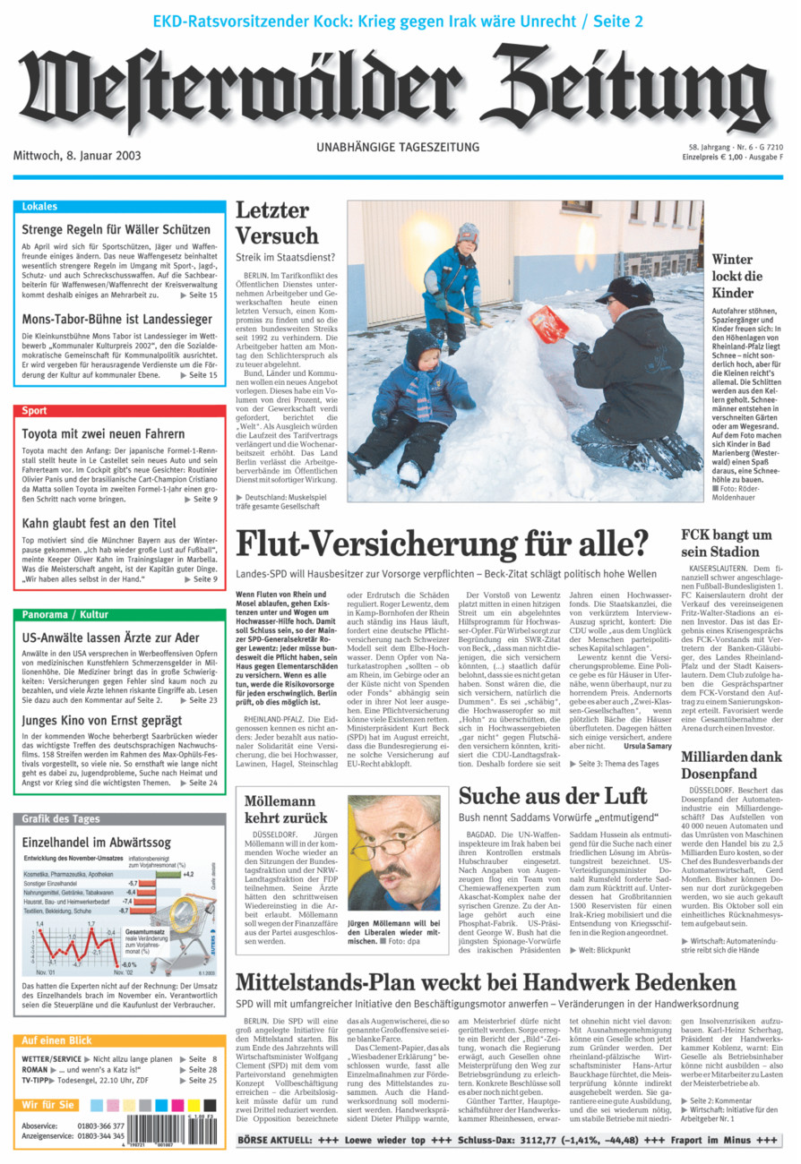 Westerwälder Zeitung vom Mittwoch, 08.01.2003