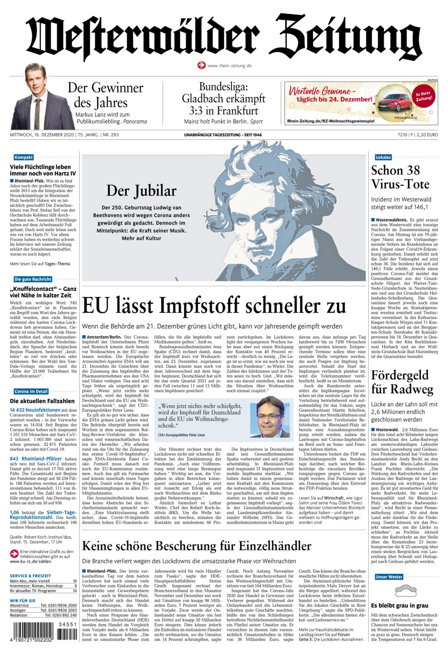 Westerwälder Zeitung vom Mittwoch, 16.12.2020