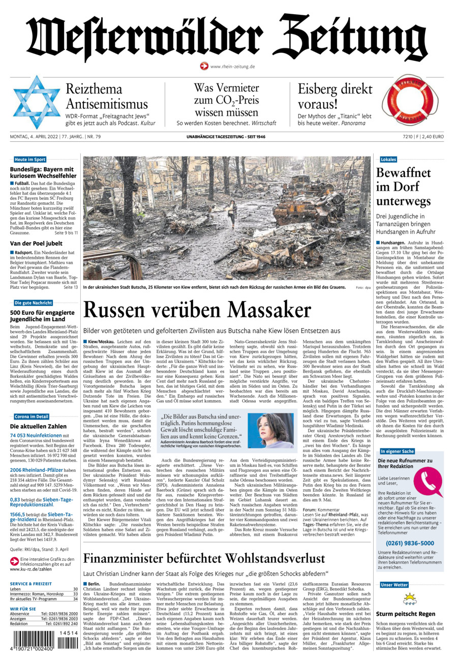 Westerwälder Zeitung vom Montag, 04.04.2022