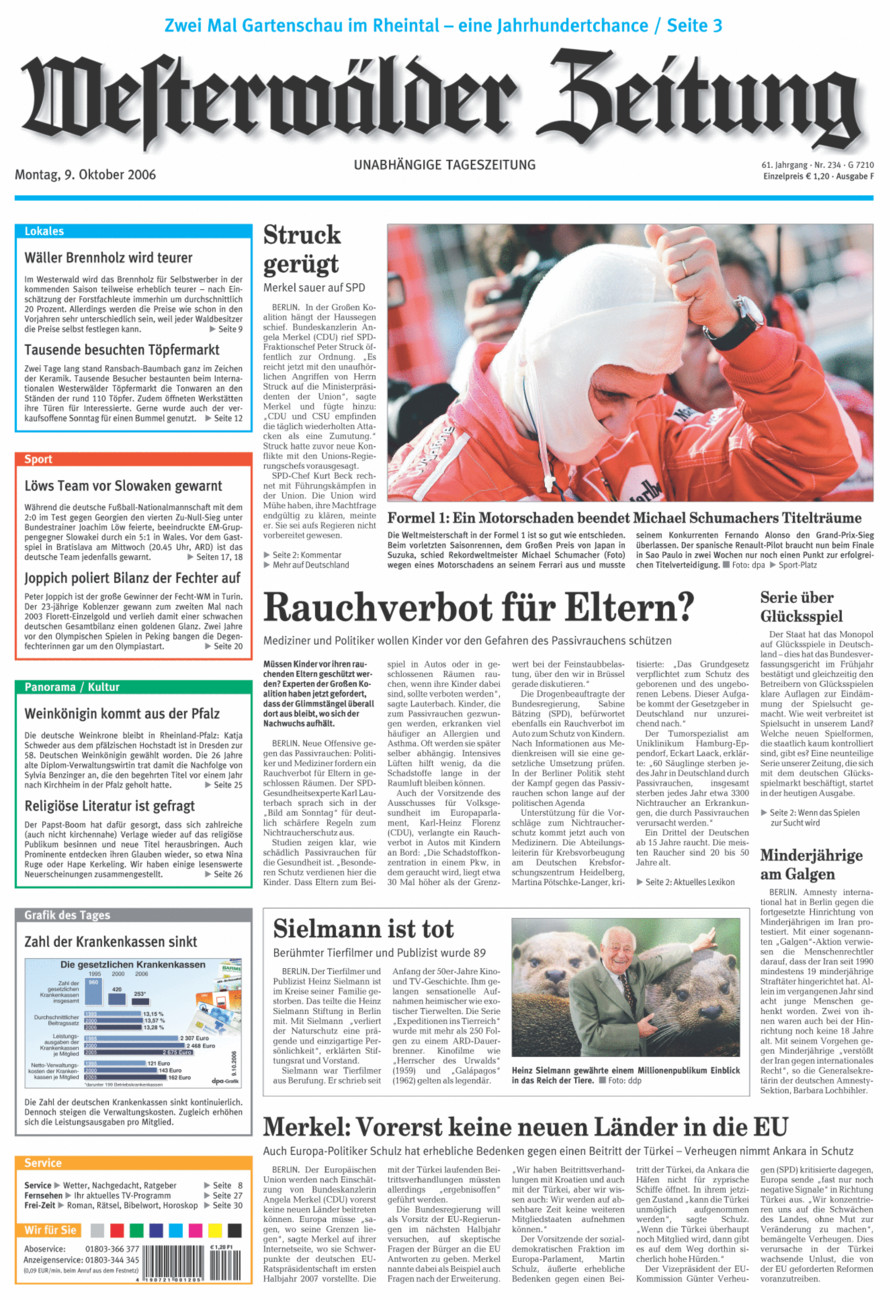 Westerwälder Zeitung vom Montag, 09.10.2006