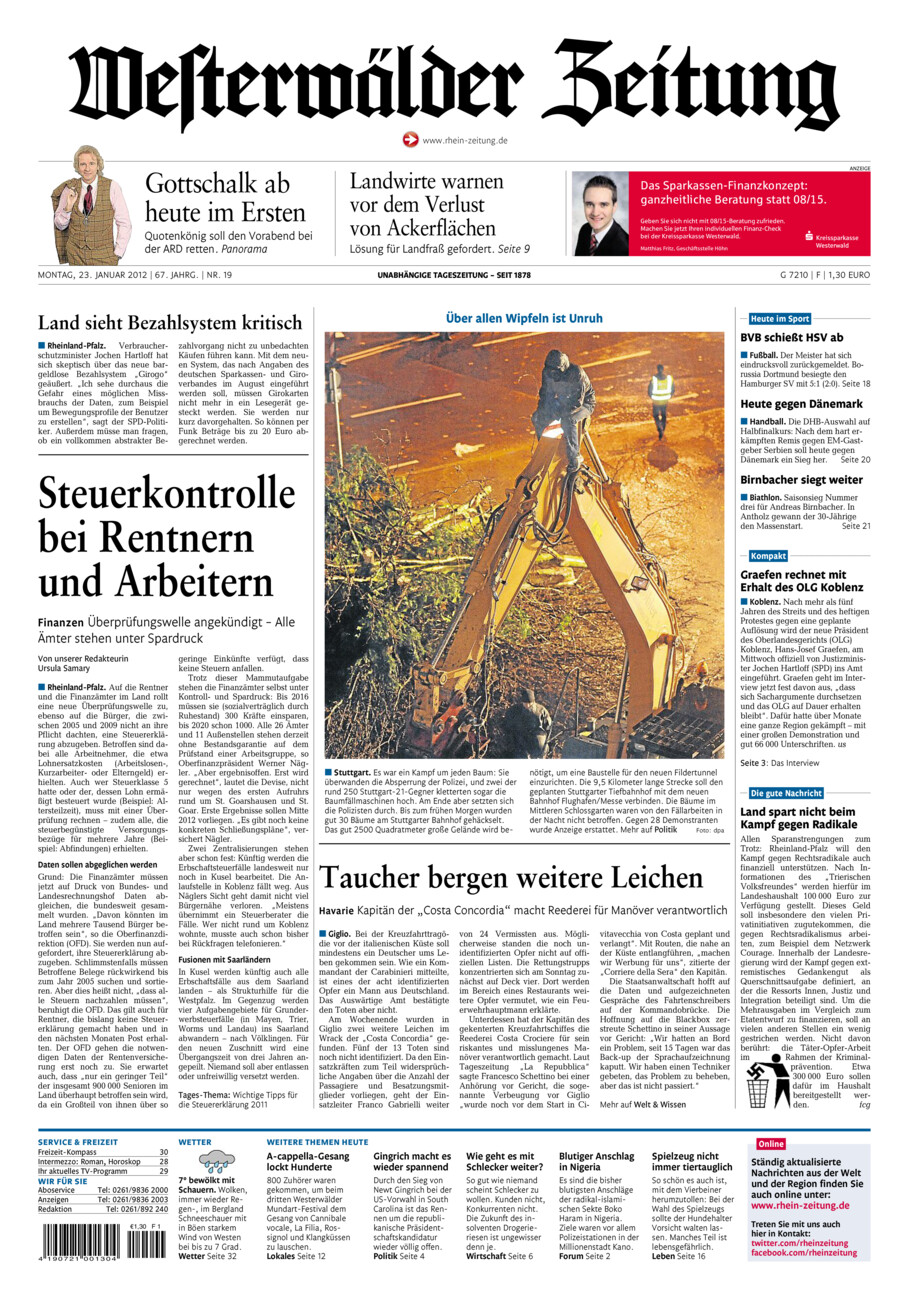 Westerwälder Zeitung vom Montag, 23.01.2012