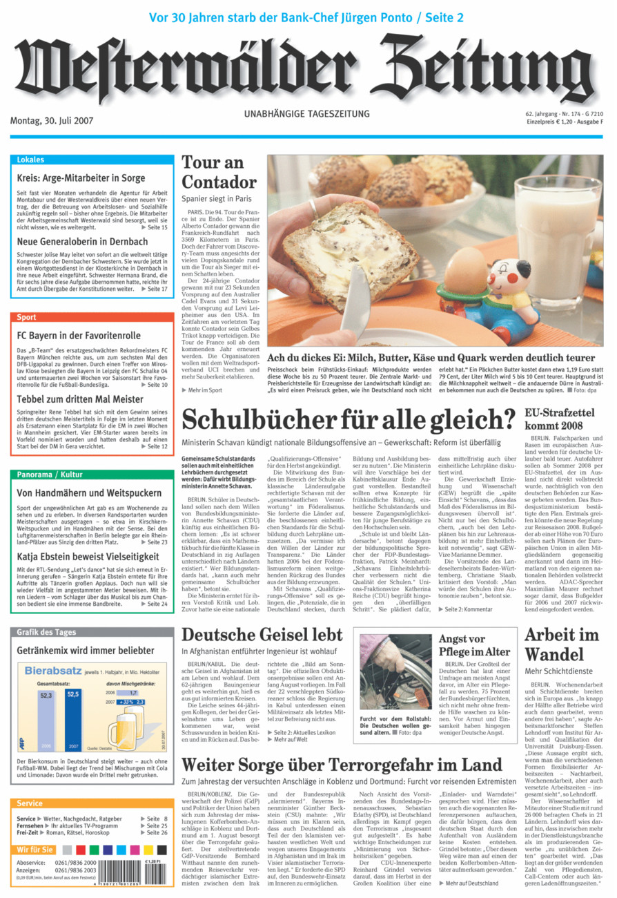 Westerwälder Zeitung vom Montag, 30.07.2007