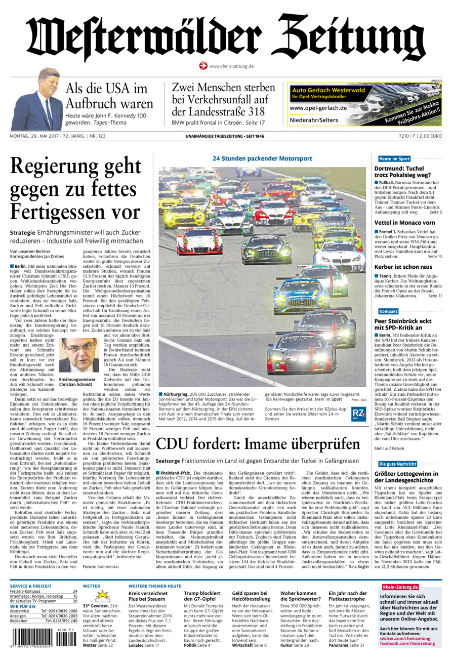 Westerwälder Zeitung vom Montag, 29.05.2017