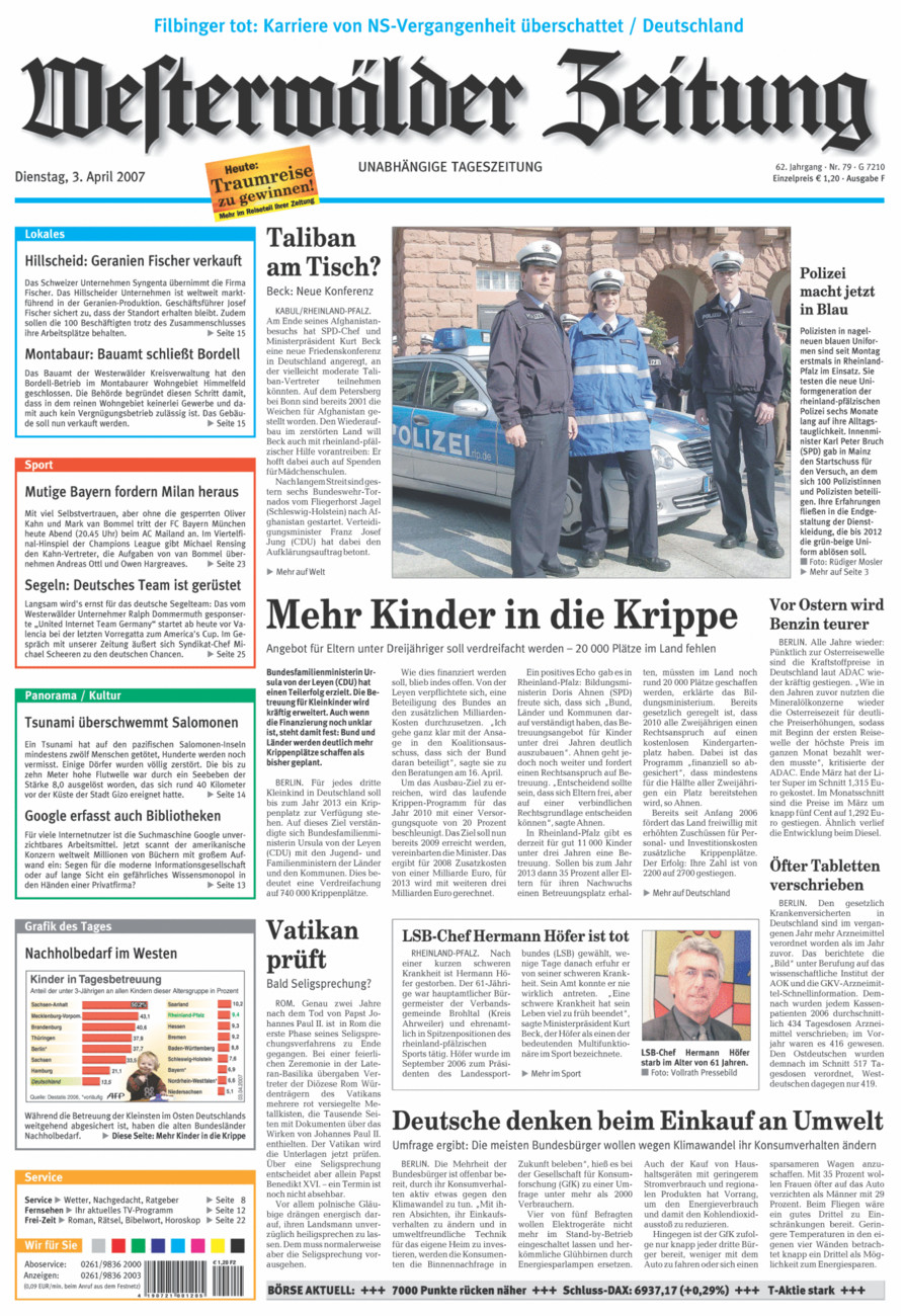 Westerwälder Zeitung vom Dienstag, 03.04.2007
