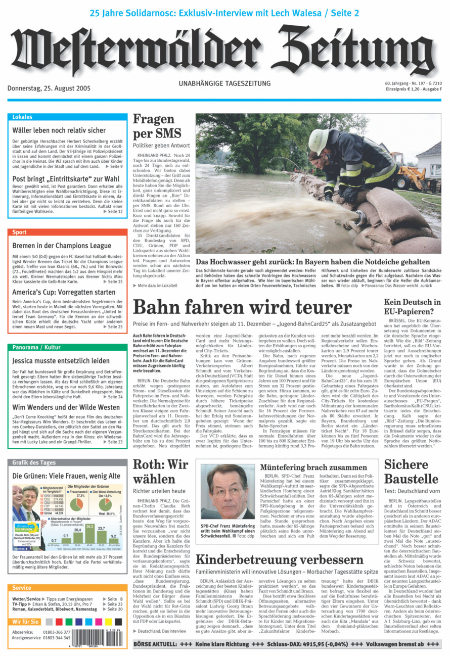 Westerwälder Zeitung vom Donnerstag, 25.08.2005