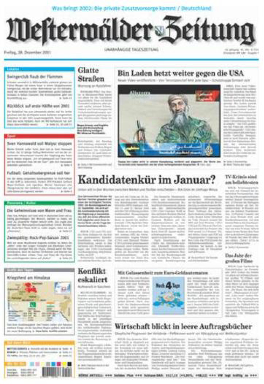 Westerwälder Zeitung vom Freitag, 28.12.2001