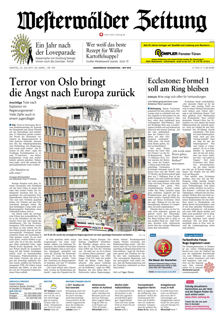 Westerwälder Zeitung vom Samstag, 23.07.2011