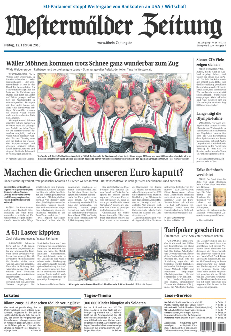 Westerwälder Zeitung vom Freitag, 12.02.2010