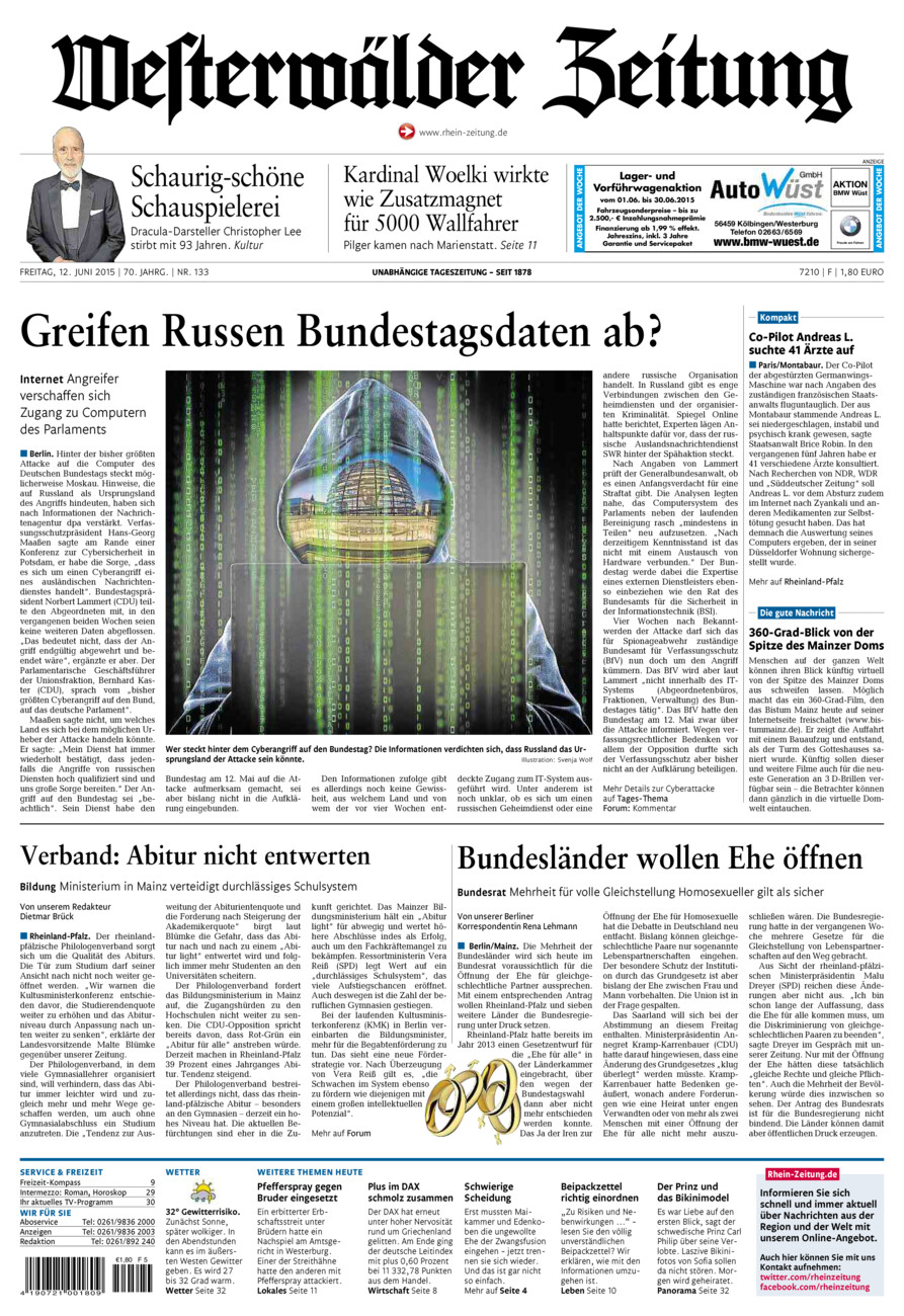 Westerwälder Zeitung vom Freitag, 12.06.2015