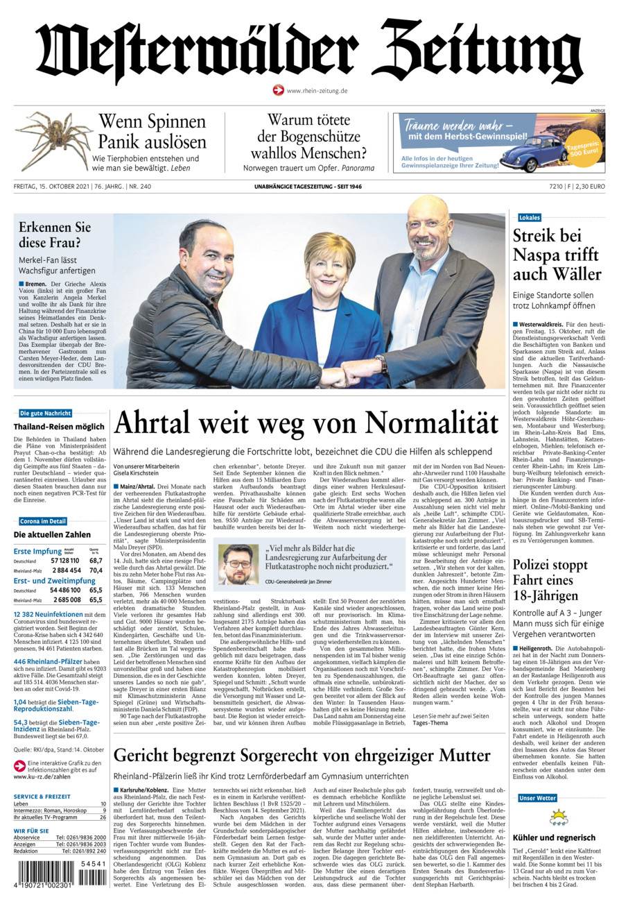 Westerwälder Zeitung vom Freitag, 15.10.2021