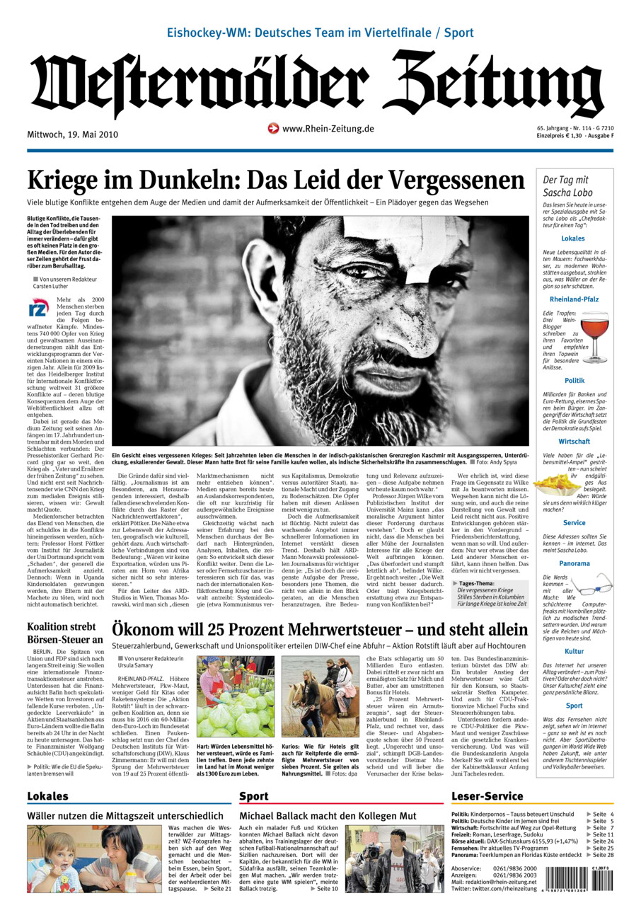Westerwälder Zeitung vom Mittwoch, 19.05.2010