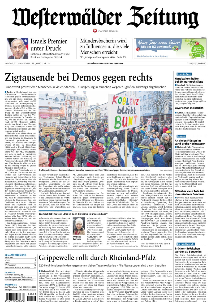 Westerwälder Zeitung vom Montag, 22.01.2024