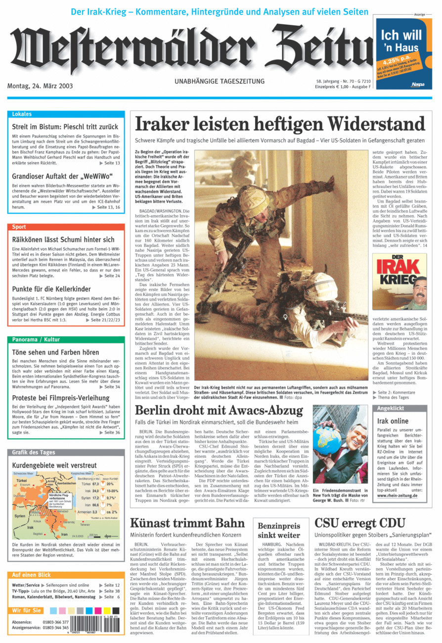 Westerwälder Zeitung vom Montag, 24.03.2003