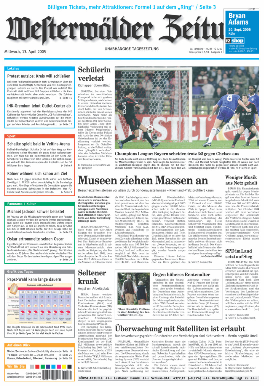 Westerwälder Zeitung vom Mittwoch, 13.04.2005