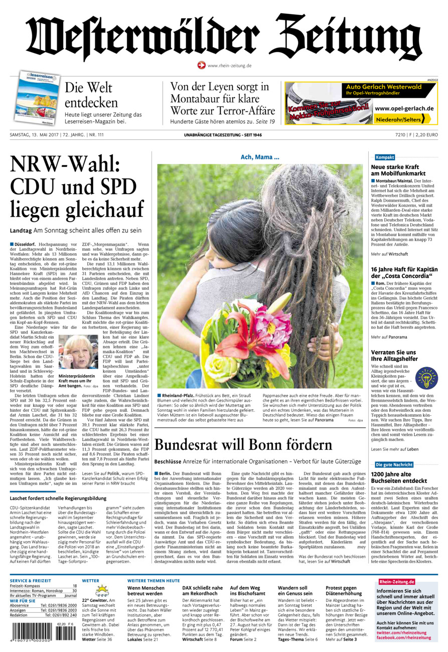 Westerwälder Zeitung vom Samstag, 13.05.2017