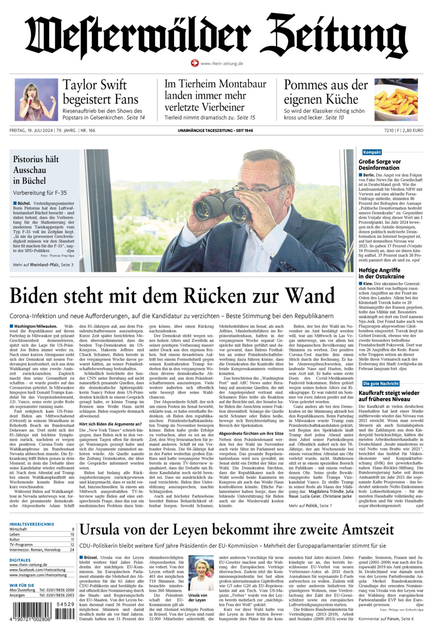 Westerwälder Zeitung vom Freitag, 19.07.2024