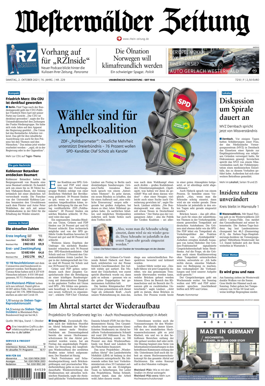 Westerwälder Zeitung vom Samstag, 02.10.2021