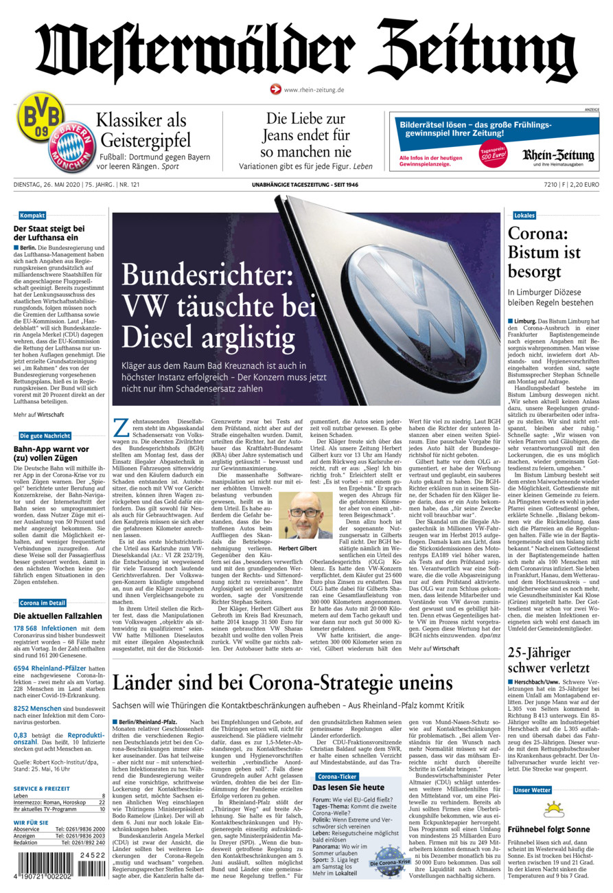 Westerwälder Zeitung vom Dienstag, 26.05.2020