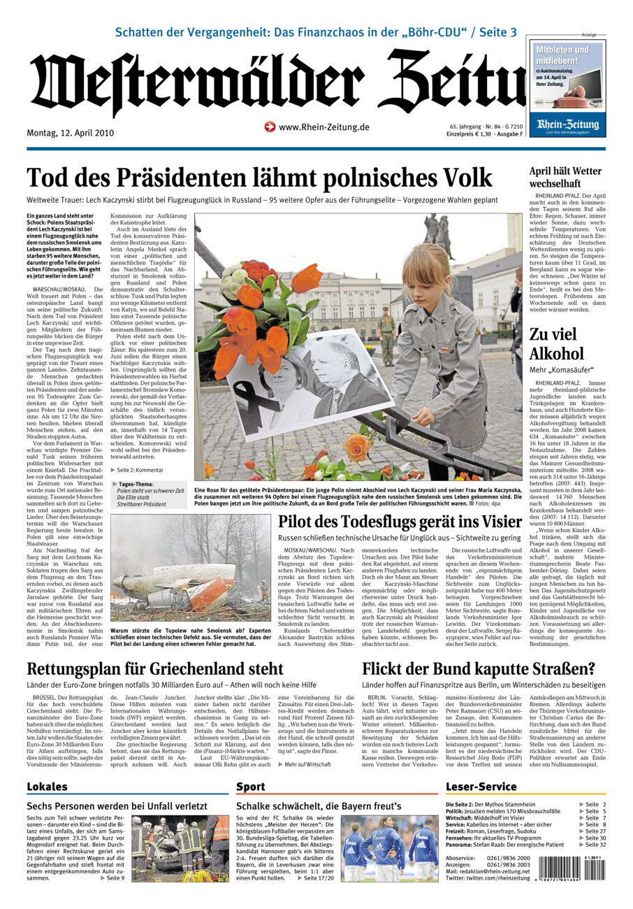 Westerwälder Zeitung vom Montag, 12.04.2010