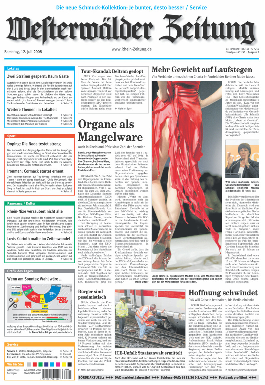 Westerwälder Zeitung vom Samstag, 12.07.2008