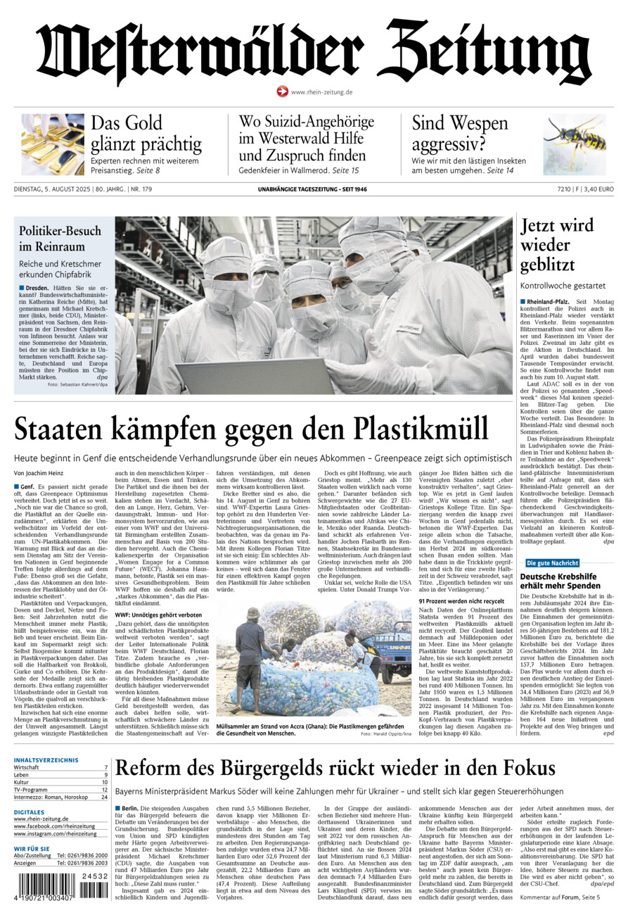 Westerwälder Zeitung vom Dienstag, 05.08.2025