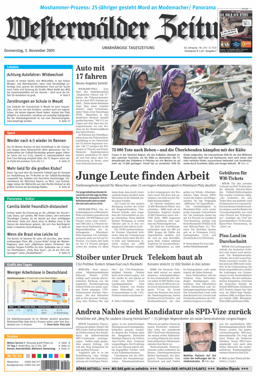 Westerwälder Zeitung vom Donnerstag, 03.11.2005