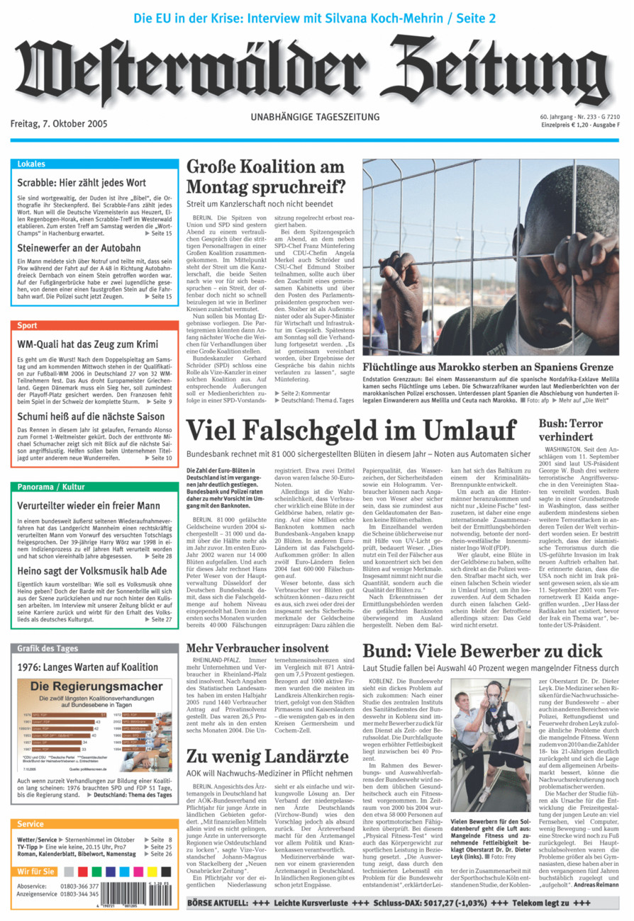 Westerwälder Zeitung vom Freitag, 07.10.2005