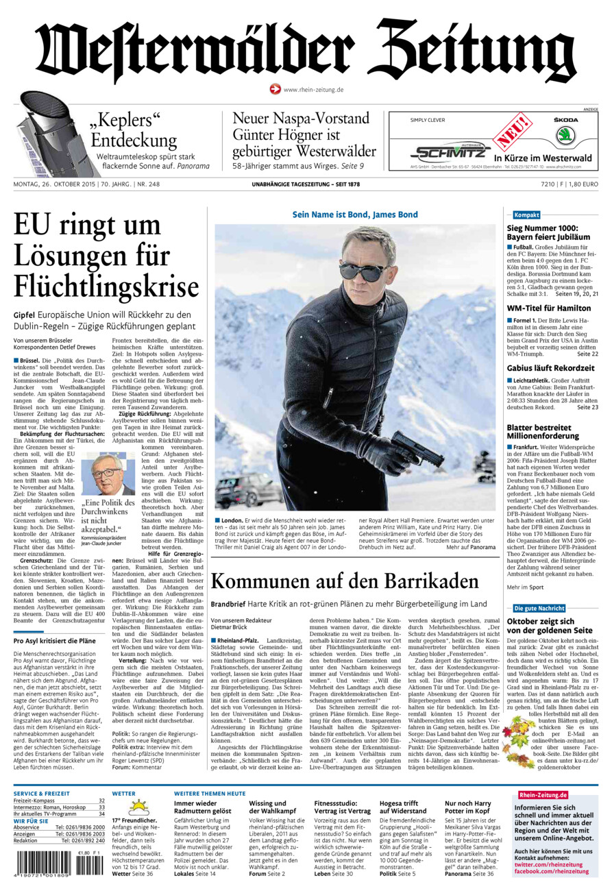 Westerwälder Zeitung vom Montag, 26.10.2015