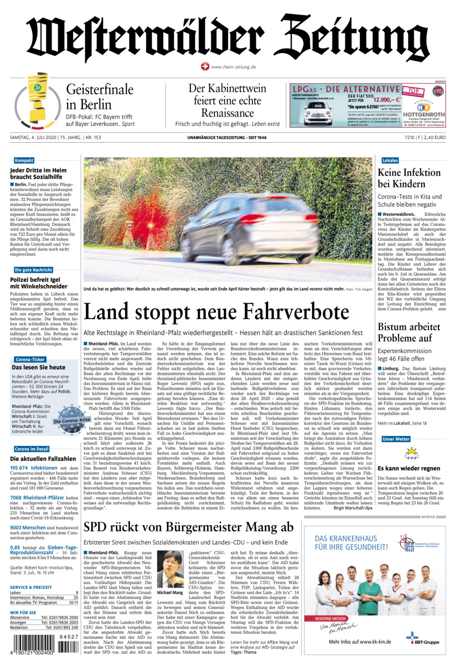 Westerwälder Zeitung vom Samstag, 04.07.2020