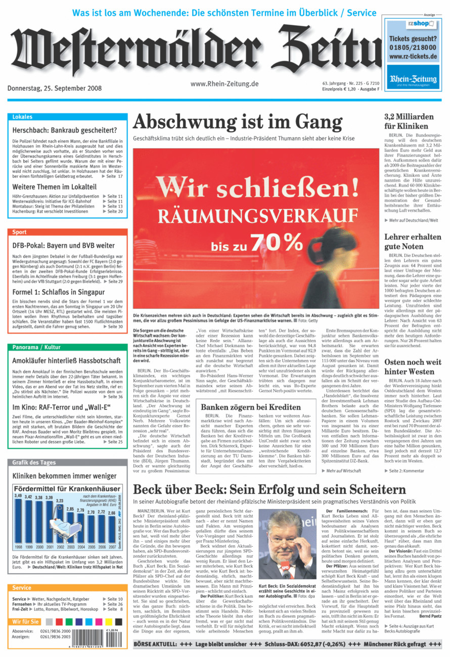 Westerwälder Zeitung vom Donnerstag, 25.09.2008