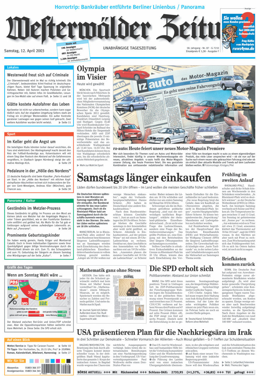 Westerwälder Zeitung vom Samstag, 12.04.2003