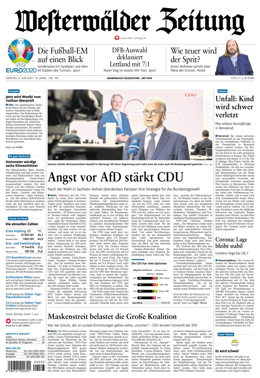 Westerwälder Zeitung vom Dienstag, 08.06.2021