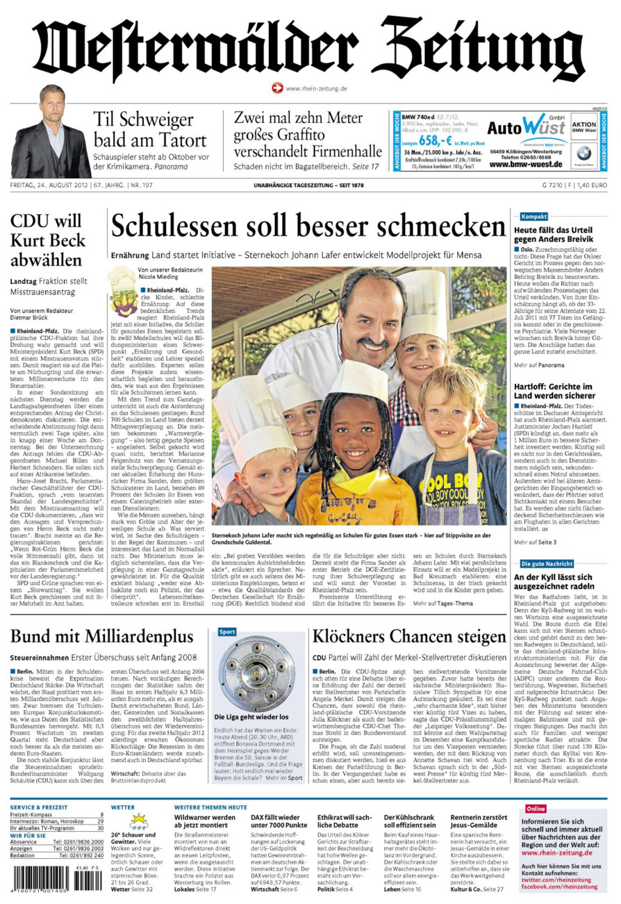 Westerwälder Zeitung vom Freitag, 24.08.2012