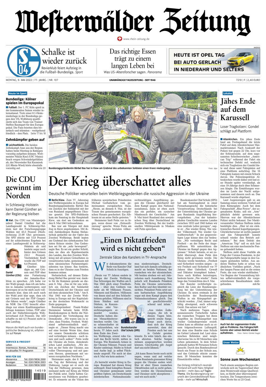 Westerwälder Zeitung vom Montag, 09.05.2022
