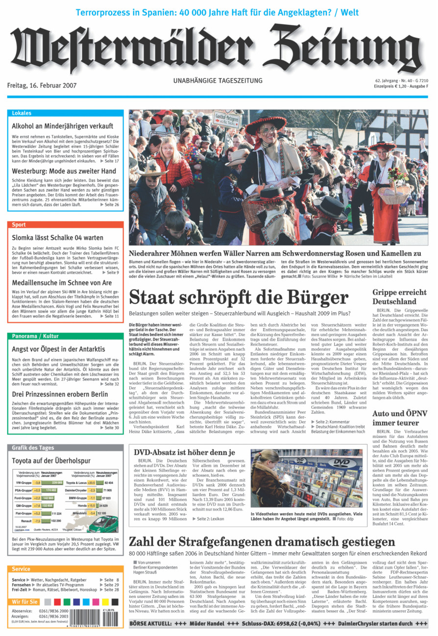 Westerwälder Zeitung vom Freitag, 16.02.2007