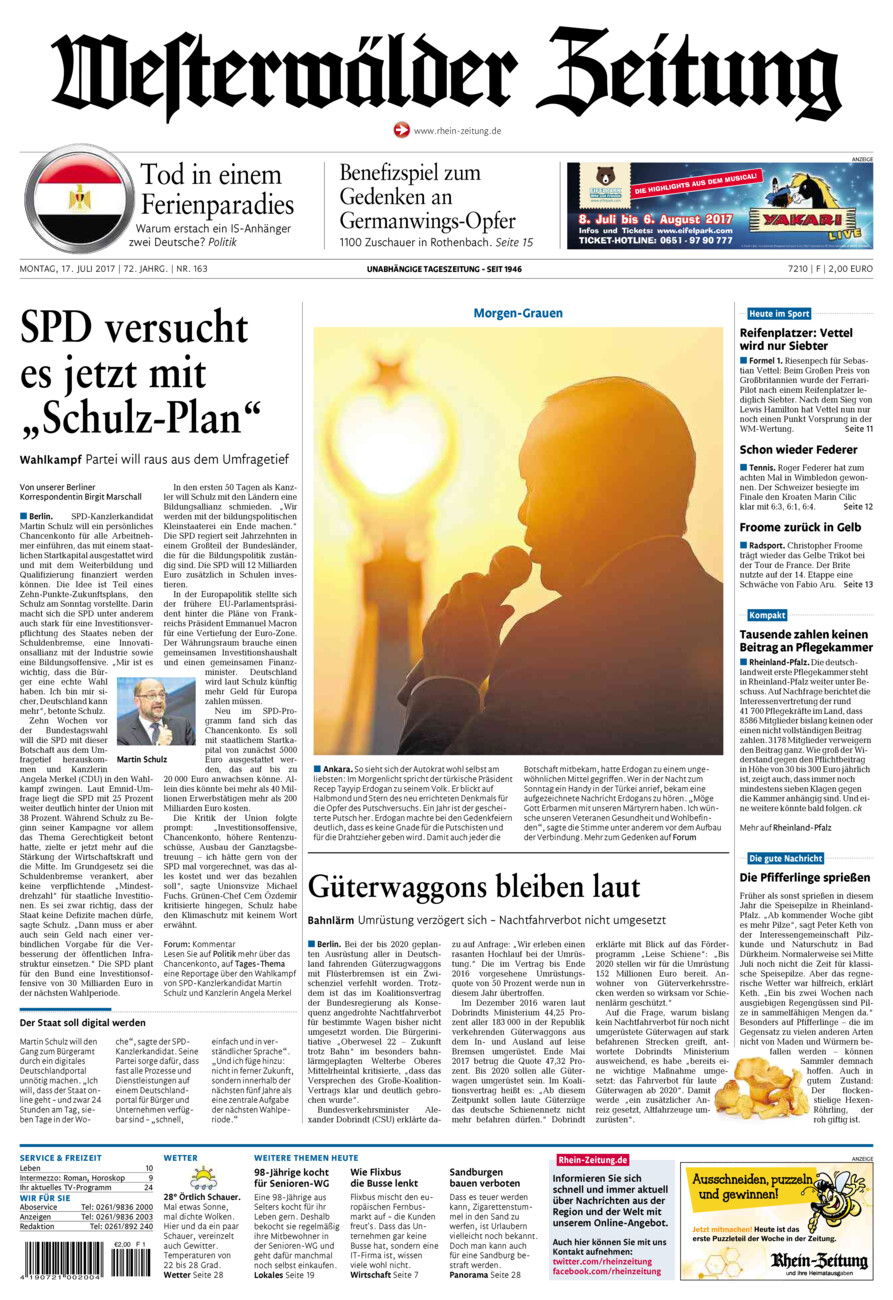 Westerwälder Zeitung vom Montag, 17.07.2017