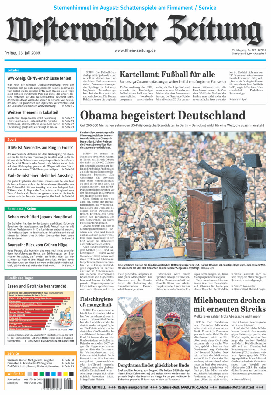 Westerwälder Zeitung vom Freitag, 25.07.2008